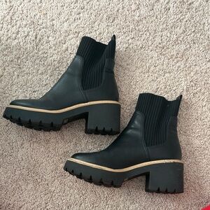 Dolce Vita Black Heeled Boots with Chunky Sole